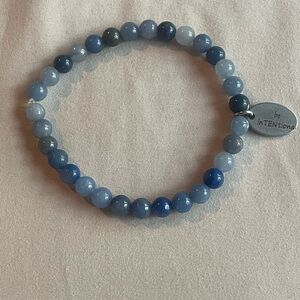 Blue Beaded Bracelet with Inspirational Charm Be Intentional